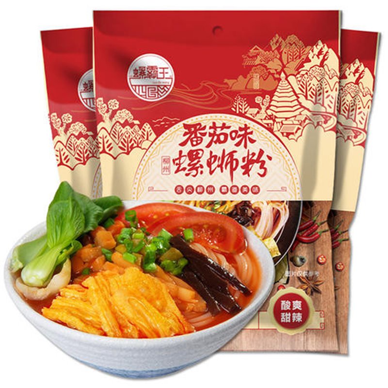 螺霸王螺蛳粉番茄味螺狮粉306g柳州正宗螺丝粉水煮方便面速食